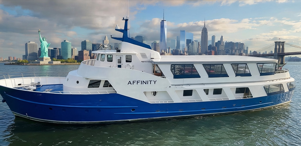 The Affinity Yacht Floating on the Hudson River
